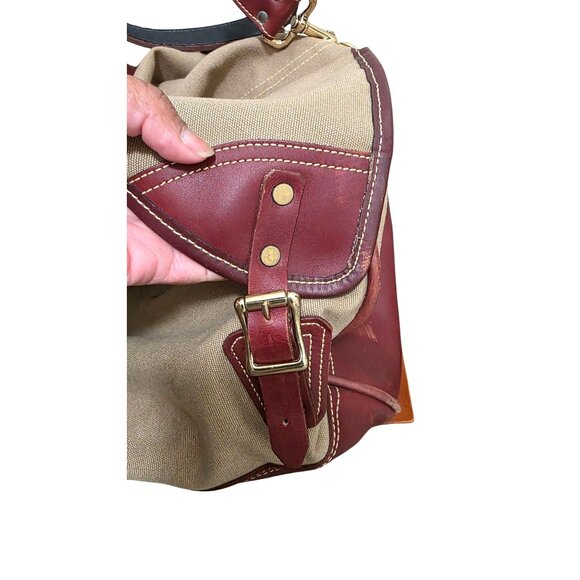 J.W. Hulme Co. Canvas & Leather Duffel Bag Brass Hardware Personalized Monogram - Picture 5 of 13